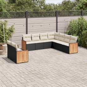 Set de sofás de jardín 8 piezas y cojines ratán sintético negro en Conjuntos de jardín | Comprar online en Foru.es