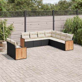 Set de sofás de jardín 8 piezas y cojines ratán sintético negro en Conjuntos de jardín | Comprar online en Foru.es