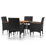 Juego de comedor para jardín 5 piezas ratán sintético negro de vidaXL, Conjuntos de jardín - Ref: Foro24-3058496, Precio: 282...