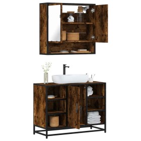Set de muebles baño 2 pzas madera contrachapada roble ahumado de , Muebles de baño - Ref: Foro24-3300942, Precio: 149,10 €, D...