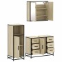 Set de muebles de baño 3 pzas madera contrachapada roble Sonoma de , Muebles de baño - Ref: Foro24-3300961, Precio: 255,52 €,...