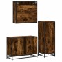 Set de muebles baño 3 pzas madera contrachapada roble ahumado de , Muebles de baño - Ref: Foro24-3301062, Precio: 236,17 €, D...