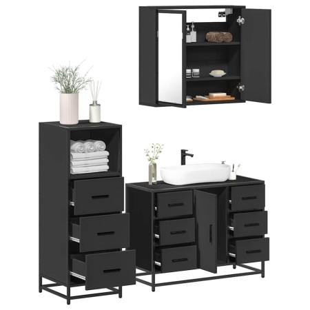 Juego de muebles de baño 3 pzas madera contrachapada negro de , Muebles de baño - Ref: Foro24-3301020, Precio: 283,52 €, Desc...