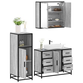 Set de muebles de baño 3 pzas madera contrachapada gris sonoma de , Muebles de baño - Ref: Foro24-3300963, Precio: 283,26 €, ...