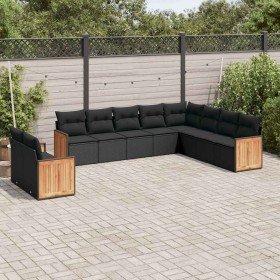 Set de sofás de jardín 10 pzas cojines ratán sintético negro en Conjuntos de jardín | Comprar online en Foru.es