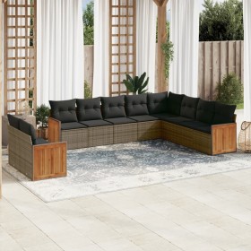Set de sofás de jardín 10 pzas con cojines ratán sintético gris en Conjuntos de jardín | Comprar online en Foru.es