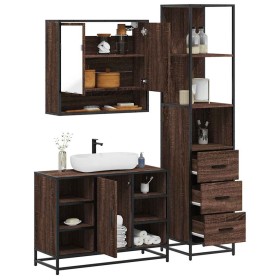 Set de muebles baño 3 pzas madera contrachapada roble marrón de , Muebles de baño - Ref: Foro24-3301184, Precio: 259,23 €, De...