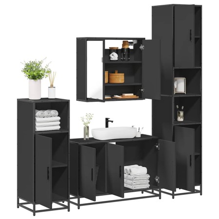 Juego de muebles de baño 4 pzas madera contrachapada negro de , Muebles de baño - Ref: Foro24-3301190, Precio: 449,77 €, Desc...