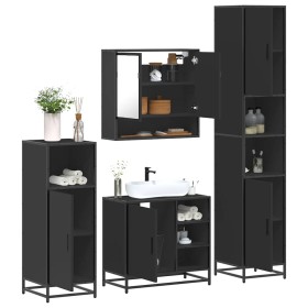 Juego de muebles de baño 4 pzas madera contrachapada negro de , Muebles de baño - Ref: Foro24-3301235, Precio: 381,98 €, Desc...