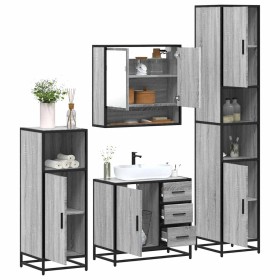 Set de muebles de baño 4 pzas madera contrachapada gris sonoma de , Muebles de baño - Ref: Foro24-3301228, Precio: 452,61 €, ...