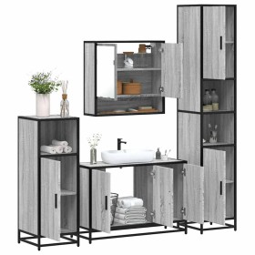 Set de muebles de baño 4 pzas madera contrachapada gris sonoma de , Muebles de baño - Ref: Foro24-3301223, Precio: 438,19 €, ...