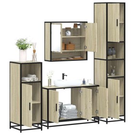 Juego de muebles de baño 4 pzas contrachapada roble sonoma de , Muebles de baño - Ref: Foro24-3301221, Precio: 404,71 €, Desc...