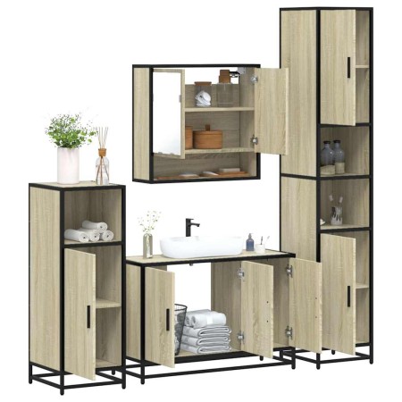 Juego de muebles de baño 4 pzas contrachapada roble sonoma de , Muebles de baño - Ref: Foro24-3301221, Precio: 404,71 €, Desc...