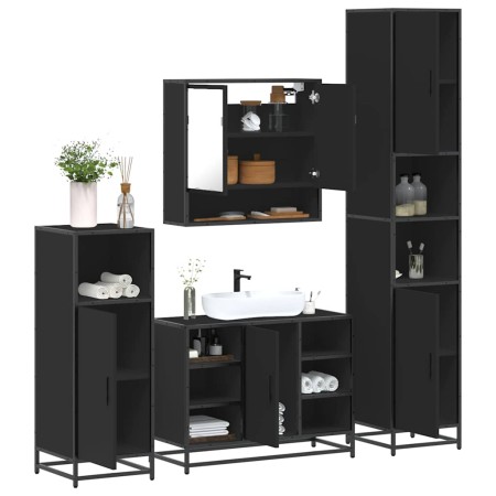 Juego de muebles de baño 4 pzas madera contrachapada negro de , Muebles de baño - Ref: Foro24-3301240, Precio: 429,26 €, Desc...