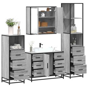 Set de muebles de baño 4 pzas madera contrachapada gris sonoma de , Muebles de baño - Ref: Foro24-3301263, Precio: 464,86 €, ...