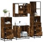 Set de muebles baño 4 pzas madera contrachapada roble ahumado de , Muebles de baño - Ref: Foro24-3301277, Precio: 296,84 €, D...