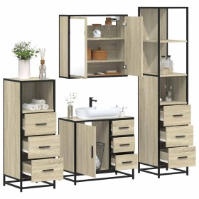 Juego de muebles de baño 4 pzas contrachapada roble sonoma de , Muebles de baño - Ref: Foro24-3301256, Precio: 347,57 €, Desc...