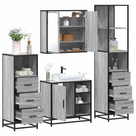 Set de muebles de baño 4 pzas madera contrachapada gris sonoma de , Muebles de baño - Ref: Foro24-3301268, Precio: 356,66 €, ...