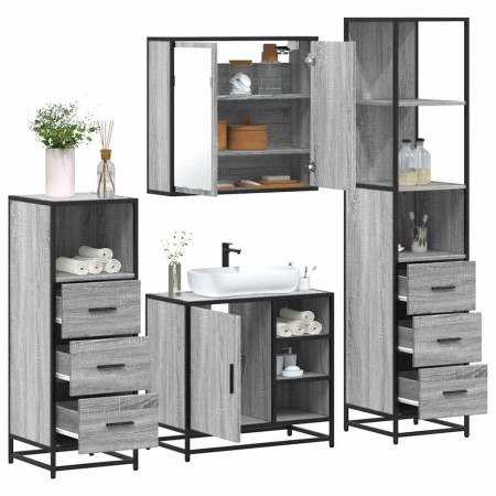 Set de muebles de baño 4 pzas madera contrachapada gris sonoma de , Muebles de baño - Ref: Foro24-3301268, Precio: 356,66 €, ...
