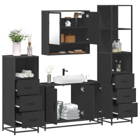 Juego de muebles de baño 4 pzas madera contrachapada negro de , Muebles de baño - Ref: Foro24-3301280, Precio: 361,91 €, Desc...