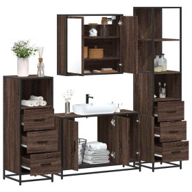 Set de muebles baño 4 pzas madera contrachapada roble marrón de , Muebles de baño - Ref: Foro24-3301254, Precio: 346,94 €, De...