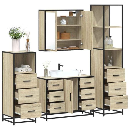 Juego de muebles de baño 4 pzas contrachapada roble sonoma de , Muebles de baño - Ref: Foro24-3301261, Precio: 427,65 €, Desc...