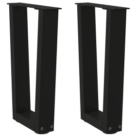 Patas para mesa de comedor en forma de V 2 uds acero negro de , Patas para mesas - Ref: Foro24-4012620, Precio: 45,33 €, Desc...