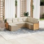 Set sofás de jardín 7 piezas y cojines ratán sintético beige en Conjuntos de jardín | Comprar online en Foru.es