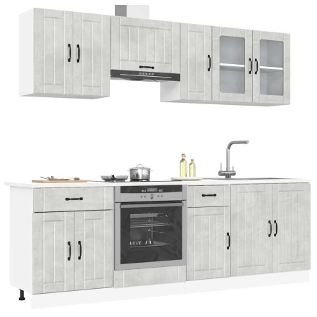 Mueble cocina Kalmar gris hormigón 8 pzas madera contrachapada de , Armarios de cocina - Ref: Foro24-3314835, Precio: 541,08 ...