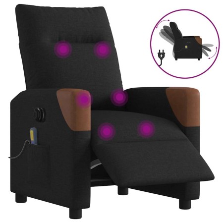 Sillón reclinable de masaje eléctrico tela negro de , Sillones - Ref: Foro24-3324000, Precio: 253,41 €, Descuento: %