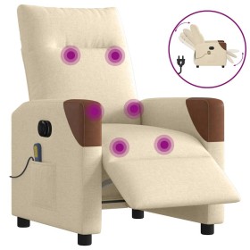 Sillón reclinable de masaje eléctrico tela color crema de , Sillones - Ref: Foro24-3324002, Precio: 236,13 €, Descuento: %