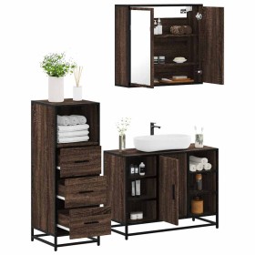 Set de muebles baño 3 pzas madera contrachapada roble marrón de , Muebles de baño - Ref: Foro24-3301034, Precio: 234,98 €, De...