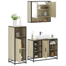 Set de muebles de baño 3 pzas madera contrachapada roble Sonoma de , Muebles de baño - Ref: Foro24-3301001, Precio: 212,14 €,...