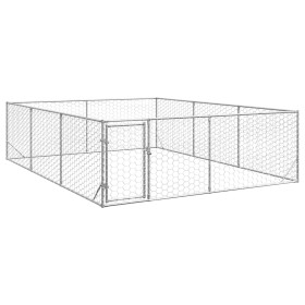 Perrera de exterior puerta acero galvanizado plateado 3x4x1 m de , Casetas para perros - Ref: Foro24-4105414, Precio: 150,15 ...