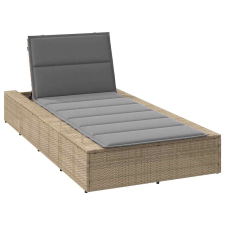 Tumbona con cojín flotante ratán sintético beige de , Tumbonas - Ref: Foro24-4104205, Precio: 224,83 €, Descuento: %