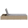 Tumbona con cojín flotante ratán sintético beige de , Tumbonas - Ref: Foro24-4104205, Precio: 224,83 €, Descuento: %