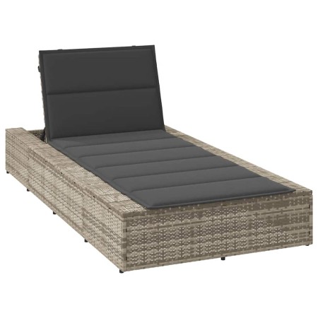 Tumbona con cojín flotante ratán sintético gris de , Tumbonas - Ref: Foro24-4104207, Precio: 227,41 €, Descuento: %