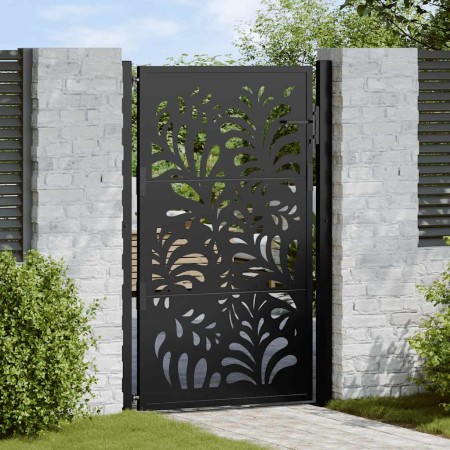 Puerta de jardín diseño ondulado de acero negro 105x155 cm de , Puertas de jardín - Ref: Foro24-4100971, Precio: 245,24 €, De...