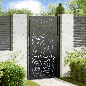 Puerta de jardín diseño llama acero negro 105x180 cm de , Puertas de jardín - Ref: Foro24-4100992, Precio: 266,91 €, Descuent...