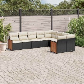 Set de sofás de jardín 8 piezas y cojines ratán sintético negro en Conjuntos de jardín | Comprar online en Foru.es