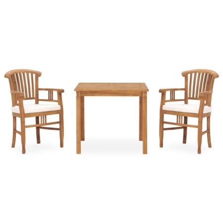 Set de comedor de jardín 3 pzas y cojines madera maciza de teca de vidaXL, Conjuntos de jardín - Ref: Foro24-3060010, Precio:...
