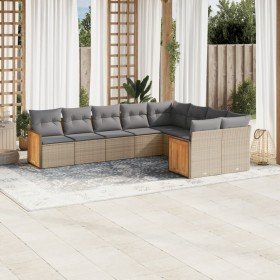 Set de sofás de jardín 9 pzas con cojines ratán sintético beige en Conjuntos de jardín | Comprar online en Foru.es