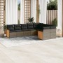 Set de muebles de jardín 9 pzas y cojines ratán sintético gris en Conjuntos de jardín | Comprar online en Foru.es