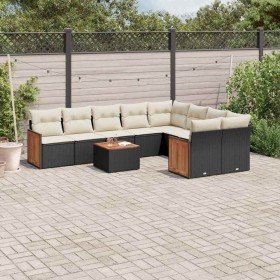 Set de sofás de jardín 10 pzas cojines ratán sintético negro en Conjuntos de jardín | Comprar online en Foru.es