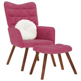 Sillón de relax con reposapiés terciopelo rojo tinto de , Sillones - Ref: Foro24-4016826, Precio: 136,49 €, Descuento: %