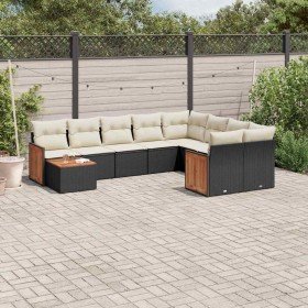 Set de sofás de jardín 10 pzas cojines ratán sintético negro en Conjuntos de jardín | Comprar online en Foru.es