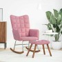 Mecedora con taburete de terciopelo rosa de , Mecedoras - Ref: Foro24-4016847, Precio: 184,37 €, Descuento: %
