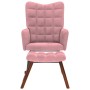 Mecedora con taburete de terciopelo rosa de , Mecedoras - Ref: Foro24-4016847, Precio: 184,37 €, Descuento: %