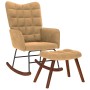 Mecedora con taburete de terciopelo marrón de , Mecedoras - Ref: Foro24-4016851, Precio: 140,53 €, Descuento: %