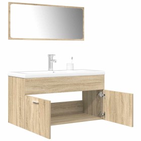 Set de muebles de baño 3 pzas madera contrachapada roble Sonoma de , Muebles de baño - Ref: Foro24-3325019, Precio: 325,25 €,...